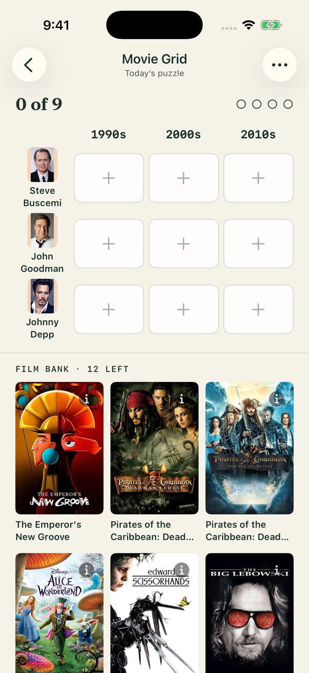 Movie Grid in the Callback app